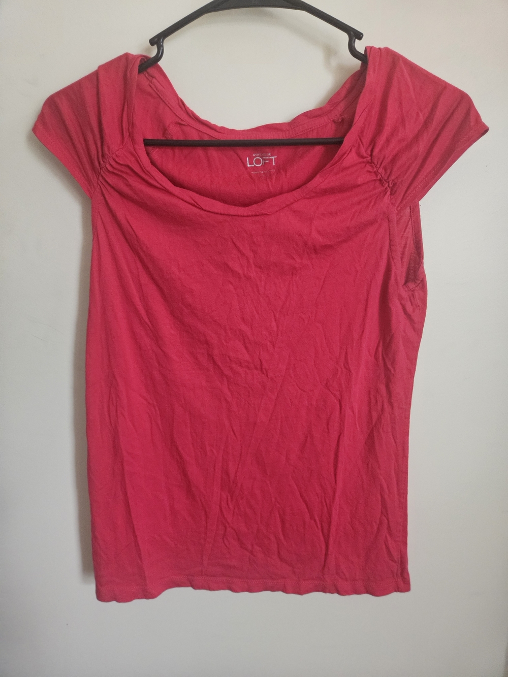 LOFT Hot Pink Scoop Neck Cap Sleeve Top